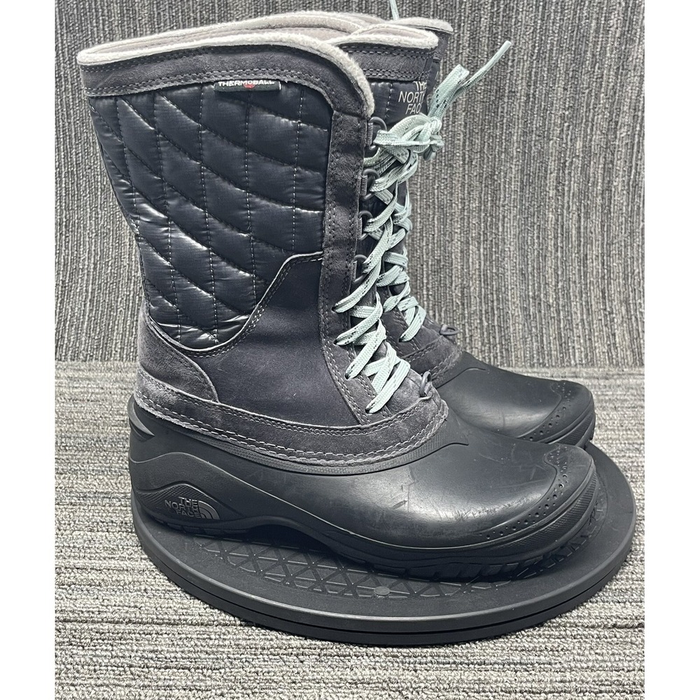 The North Face Thermoball Utility Boots Women 7 Gray Waterproof Snow Winter Shoe